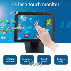 15 Inch LCD VGA Touch Screen Monitor USB Port POS Stand Restaurant Pub Bar