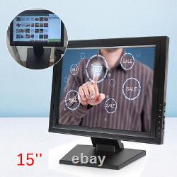 15 LCD Monitor Touch Screen Foldable 1024 X768 USB/VGA POS PC With Stand Screen