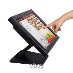 15'' LCD VGA Touch Screen Monitor USB Port POS Stand Restaurant Pub Bar Retail