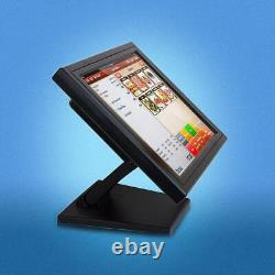 15'' LCD VGA Touch Screen Monitor USB Port POS Stand Restaurant Pub Bar Retail