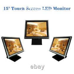 15'' Touch Screen Display LCD Monitor Retail POS VGA Stand USB Port Restaurant