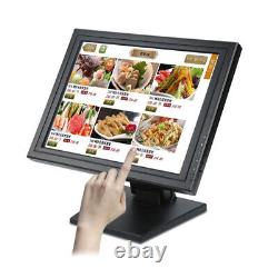 15'' VGA LCD Touch Screen Monitor USB Port POS Stand Restaurant Pub Bar Retail