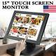 15 inch LCD VGA Touch Screen Monitor USB POS Stand Restaurant Pub Bar Retail