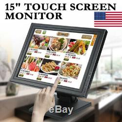 15 inch LCD VGA Touch Screen Monitor USB POS Stand Restaurant Pub Bar Retail