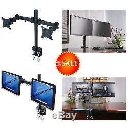 27-Inch Dual LCD Monitor Mount Stand Desk Clamp 2 Screens Swing Arm Space Saving