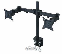 27-Inch Dual LCD Monitor Mount Stand Desk Clamp 2 Screens Swing Arm Space Saving