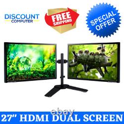 27 LARGE DUAL WIDE MATCHING MONITOR LCD SCREENS with HDMI AND STAND