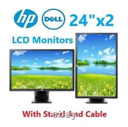 2X HP DELL 2223 24 LCD Widescreen Monitor Gaming Media Standx2 + Cable OEM