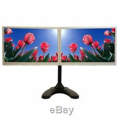 2 Monitor Screen LCD Monitor Dual Stand up to 24 Desk Table Tilt