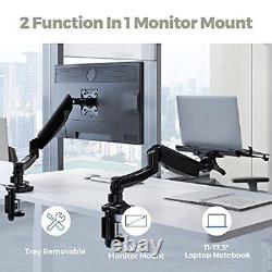 2-in-1 Monitor Arm Laptop Mount Stand Swivel Gas Spring LCD Arm Height