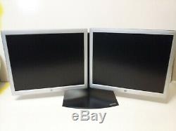 2 x HP LA1956X 19 LED/LCD Monitors with Ergotron Dual Monitor Stand Clean
