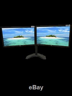 2 x HP LED 22 Monitors LCD Screen with Dock, and Heavy Adjustable Dual Stand E221