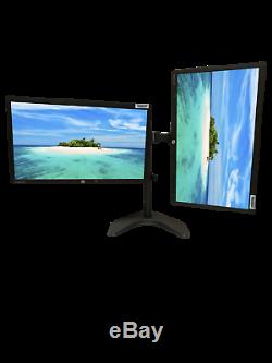 2 x HP LED 22 Monitors LCD Screen with Dock, and Heavy Adjustable Dual Stand E221