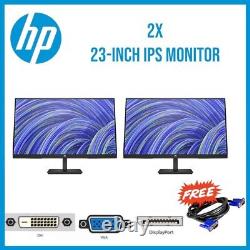 2x HP 23-inch IPS LCD Monitor FHD 1080p VGA DVI DP Stand Cable Similar to 24 A