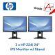 2x HP Z24i 24 IPS LCD LED Backlit Monitor 1920x1200 1610 Wide with Stand A+