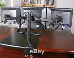 3 Monitor Stand Desk Mount Hex LCD Desktop Computer Screens Fully Adjustable Arm
