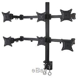 6 Monitor Stand Desk Mount Hex LCD Desktop Computer Screens Fully Adjustable Arm