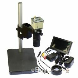 800TVL Industrial Microscope BNC AV 130X Digital Camera with LCD Monitor Stand