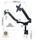 AG12D Gas Spring Desk Mount LCD Monitor Double Twin Arm Stand with vesa bracket &