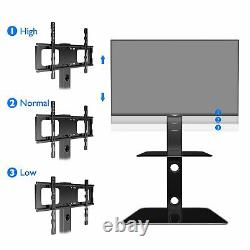 BONTEC TV Floor Stand with 2 Tempered Glass Shelves for 30-65 LED OLED LCD