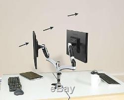 Computer Screen Holder Dual Monitor Arm Mount Stand Riser LCD Adjustable Height