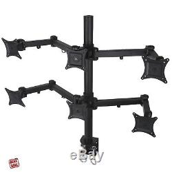 Desk Mount Stand Up To Six 6 Lcd Monitor Rack Multiple Screen Holder Adjustable