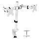 Dual 13 to 27 inch LCD LED Monitor Desk Mount Stand with C-clamp and White