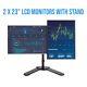 Dual 2x Dell HP 23 LCD Monitor Gaming Business Monitor PC with Stand VGA DP
