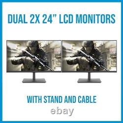 Dual 2x HP DELL 24 Matching LCD Monitor Gaming Business Monitor PC with Stand