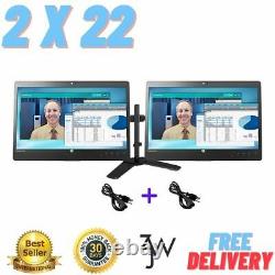 Dual 2x HP P222C LCD Monitors 22inch Widescreen 1920 x 1080 Webcam (RENEWED)