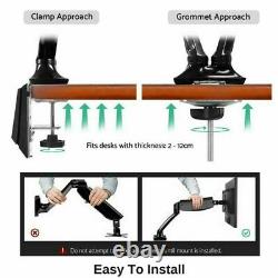 Dual Adjustable Monitor Arm Stand Desk Mount Fits 13-27 LCD-LED Computer Stand