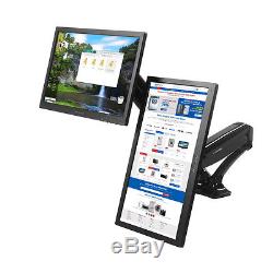 Dual Arm 2 screens LCD Arm Desk Monitor Mount w USB Ports 10-27 21 22 23 24