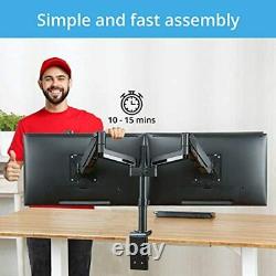 Dual Arm Tv LCD Monitor Desk Mount Bracket Articulating Swivel Gas Srping