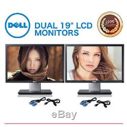 Dual Dell Professional P1913T Black 19-inch Gaming LCD Monitors With cables