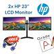 Dual HP 23 LCD Backlit Monitor FHD Widescreen Gaming with Stand Cable Grade A