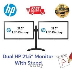 Dual HP Compaq LA2206X 21.5 LED Backlit LCD Monitor 1920x1080 with Stand Grade A