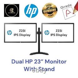 Dual HP EliteDisplay Z231i 23 Widescreen LED Monitors 1080p with Stand Grade A