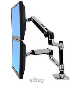 Dual LCD Adjustable Monitor Stand Dual Stacking Arm Desk Clamp/Grommet Base Tray