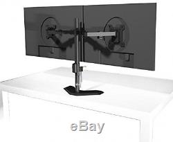 Dual LCD Monitor Desk Stand/Mount Free Standing Adjustable 2 Screens Arm up 27