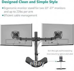 Dual LCD Monitor Desk Stand/Mount Free Standing Adjustable 2 Screens Arm up 27