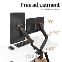 Dual LCD Monitor Desktop Stand Adjustable Mounting Bracket Fit Up 27'' Loading