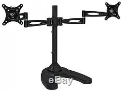 Dual LCD Monitor Pole Mount Stand Articulating Arm Adjustable Freestanding Desk