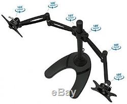 Dual LCD Monitor Pole Mount Stand Articulating Arm Adjustable Freestanding Desk