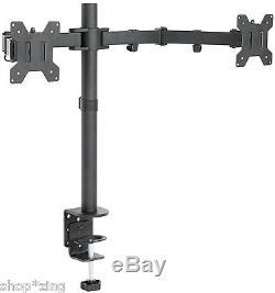 Dual Monitor Arms Fully Adjustable Desk Mount Stand 2 LCD Screens up to 27 NEW