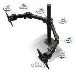 Dual Monitor Arms Fully Adjustable Desk Mount Stand 2 LCD Screens up to 27 NEW