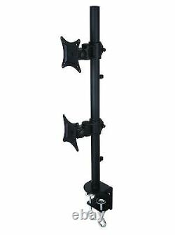 Dual Monitor Desk Mount Stand Vertical Rack LCD Screens Clamp Double up to 27
