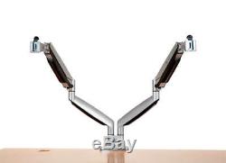 Dual Monitor Mount Arm Aluminum Desk Table Stand 2 LCD Swivel 13-27 Adjustable
