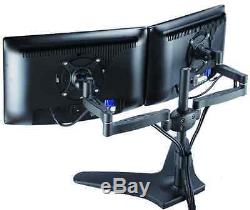 Dual Monitor Stand Free Standing Table Desk LED LCD Mount Elitech Aluminum Alloy