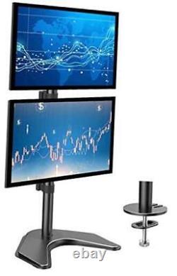 Dual Monitor Stand Vertical Stack Screen Free-Standing Holder LCD Desk