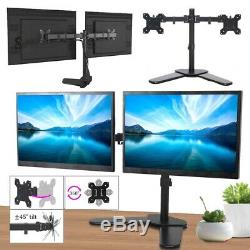 Dual TV Screen Computer Monitor LCD Desk Stand Mount Adjustable Articulating